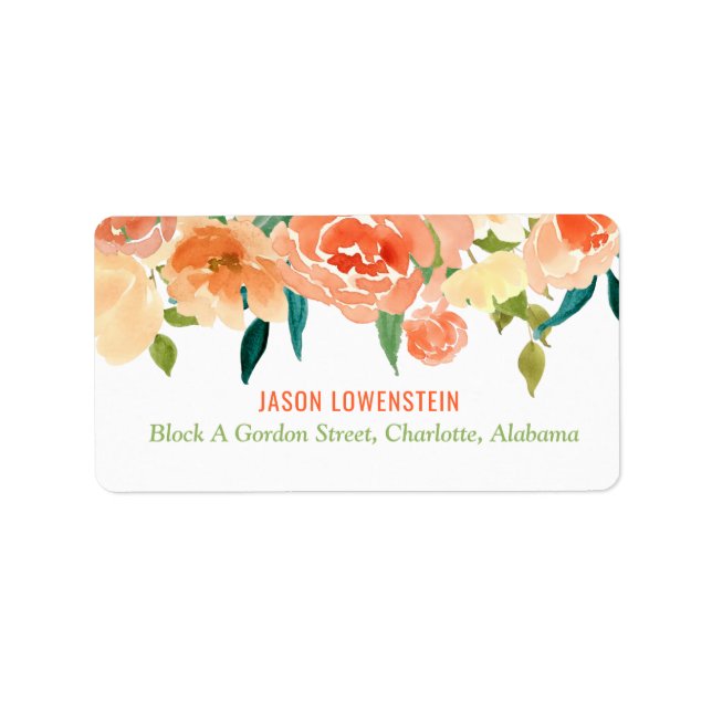 Peach Florals | Hochzeit Adressaufkleber (Vorne)