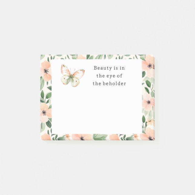 Peach Flowers Beauty Beholder Post-it Klebezettel (Vorderseite)