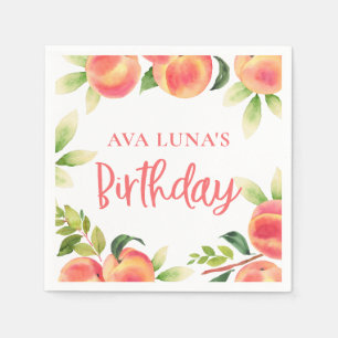 Peach Fruit Birthday Paper Serviette