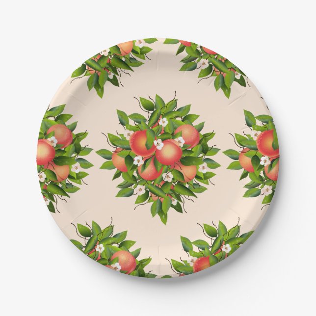 Peach Fruit Muster Pappteller (Vorderseite)