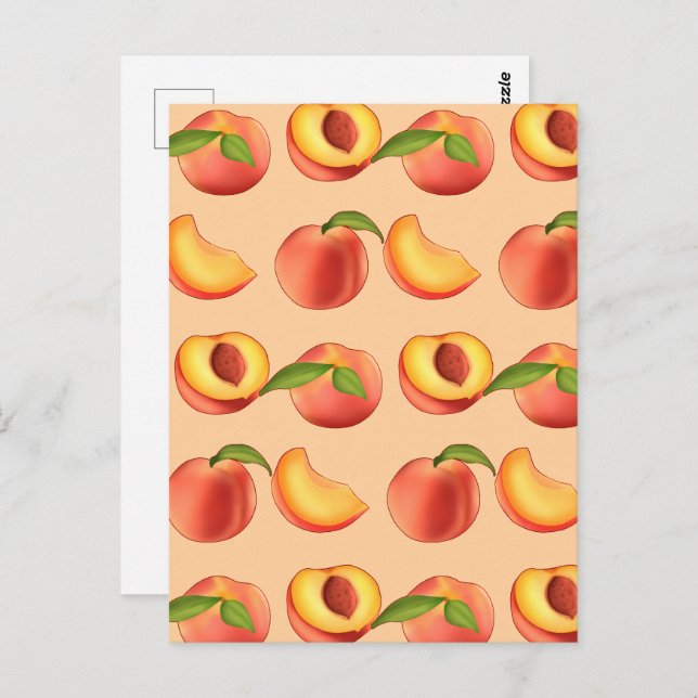 Peach Fruit Muster Postkarte (Vorne/Hinten)