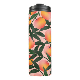 Peach Fruit Pink Hintergrund Muster. Thermosbecher