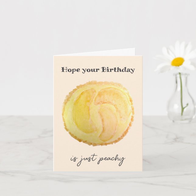 Peach Fruit Tart Watercolor Art Birthday Card Karte (Kleine Pflanze)