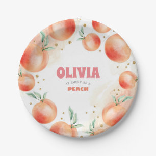 Peach Fruits and Gold Confetti Sweet Niedliche Geb Pappteller