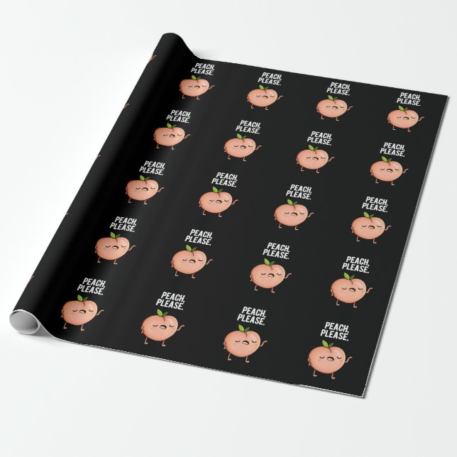 Peach Funny Fruit Pun Dark BG Geschenkpapier (Ungerollt)