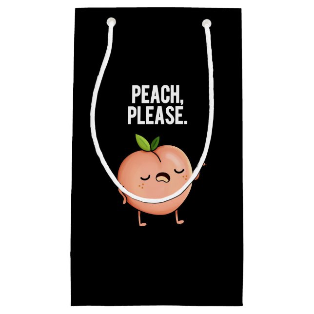 Peach Funny Fruit Pun Dark BG Kleine Geschenktüte (Vorderseite)