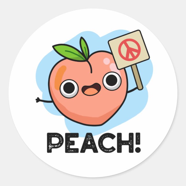 Peach Funny Peace Fruit Pub Runder Aufkleber (Vorderseite)