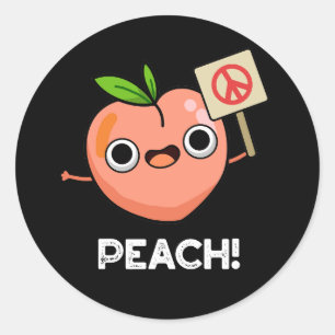 Peach Funny Peace Fruit Pun Dark BG Runder Aufkleber