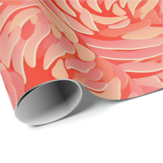 Peach Fuzz Abstraktes botanisches Fruchtmuster 14 Geschenkpapier