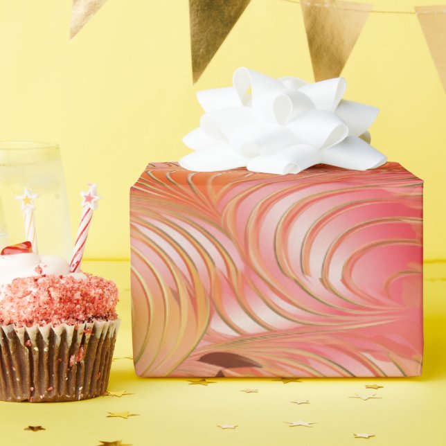 Peach Fuzz Abstraktes botanisches Fruchtmuster 3 Geschenkpapier (Geburtstagsparty)