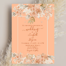 Peach Fuzz and Rust Watercolor Floral Wedding
