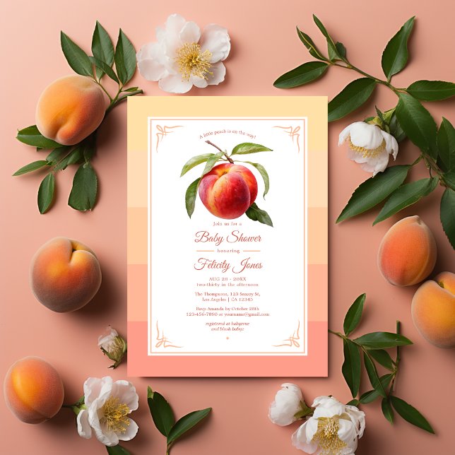 Peach Fuzz Baby Dusche Einladung (Peach Fuzz Baby Shower)