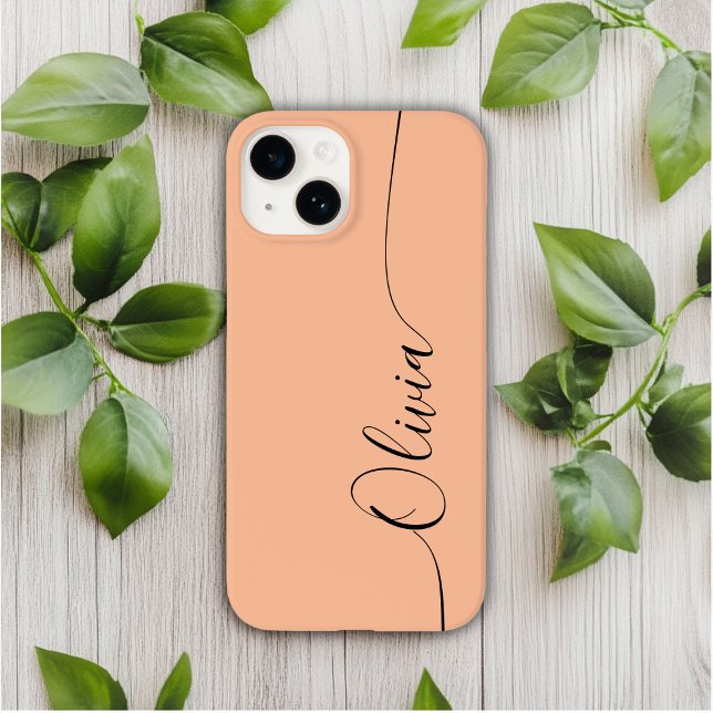 Peach Fuzz Black Elegant Calligrafy Script Name Case-Mate iPhone Hülle (Von Creator hochgeladen)