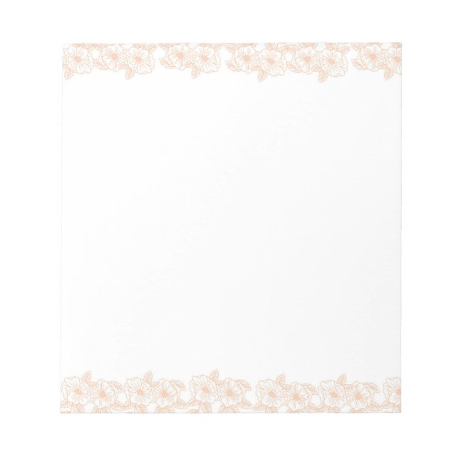 Peach Fuzz Blume Border Anpassbar & elegant Notizblock (Vorderseite)