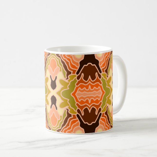 Peach Fuzz Boho Shabby Chic Geometrie Abstrakte Ku Kaffeetasse (VorderseiteRechts)