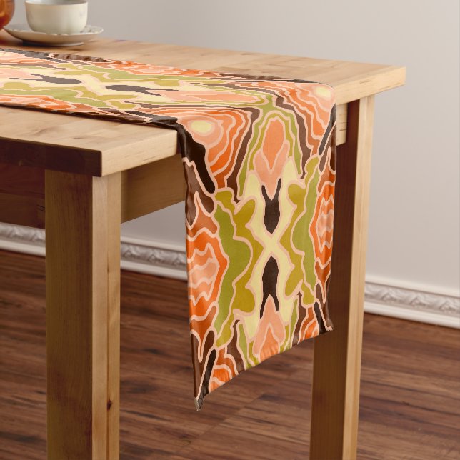 Peach Fuzz Boho Shabby Chic Geometrie Abstrakte Ku Kurzer Tischläufer (Beispiel)