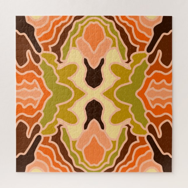 Peach Fuzz Boho Shabby Chic Geometrie Abstrakte Ku Puzzle (Vertikal)