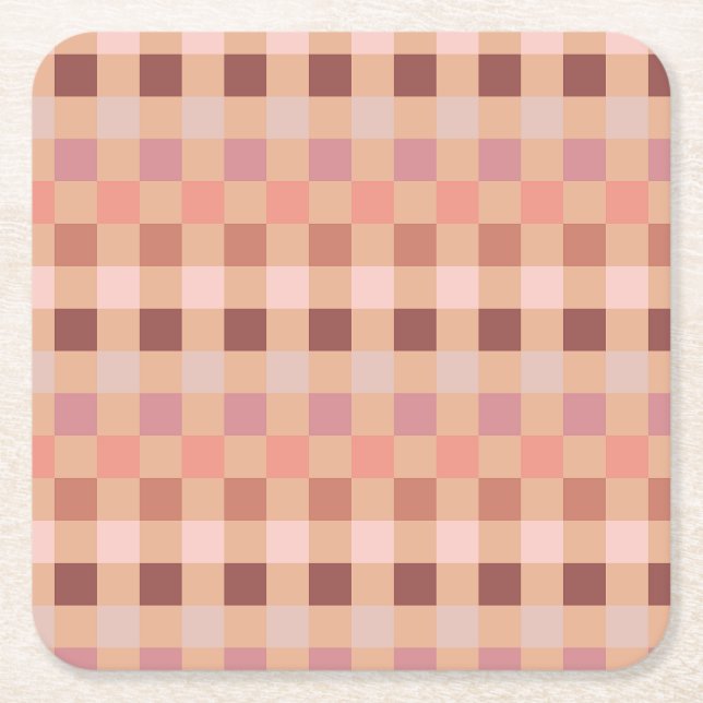 Peach Fuzz Checkerboard Rechteckiger Pappuntersetzer (Vorderseite)