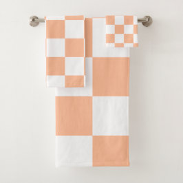 Peach Fuzz Checkered Gingham Pattern Badhandtuch Set