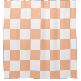 Peach Fuzz Checkered Gingham Pattern Duschvorhang