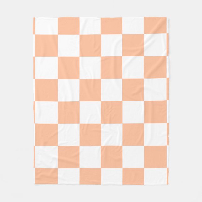 Peach Fuzz Checkered Gingham Pattern Fleecedecke (Vorderseite)