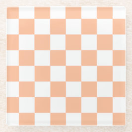 Peach Fuzz Checkered Gingham Pattern Glasuntersetzer