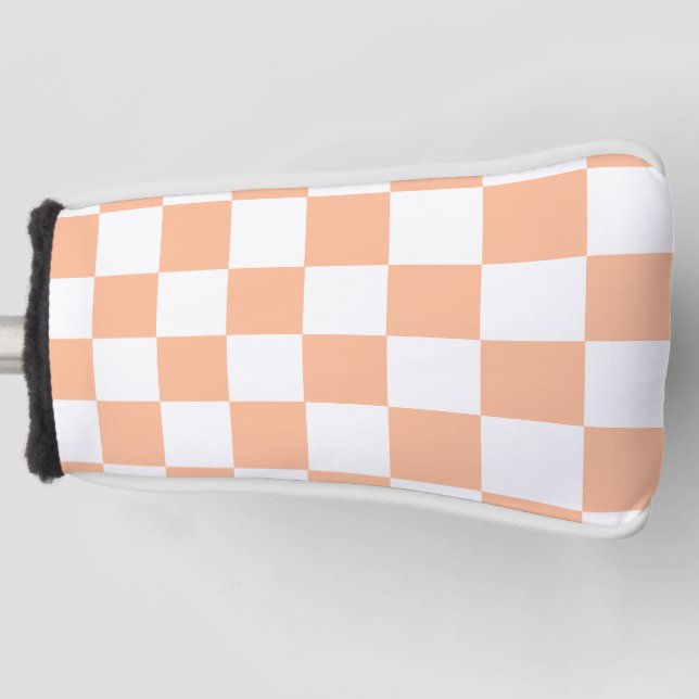 Peach Fuzz Checkered Gingham Pattern Golf Headcover (Vorderseite)