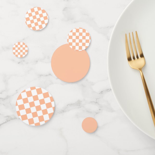 Peach Fuzz Checkered Gingham Pattern Konfetti (Gruppe)