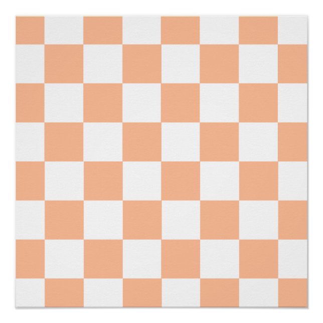 Peach Fuzz Checkered Gingham Pattern Poster (Vorderseite)