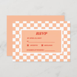 Peach Fuzz Checkered Gingham Pattern RSVP Karte