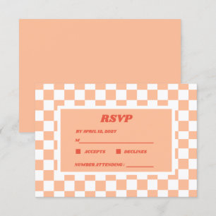Peach Fuzz Checkered Gingham Pattern RSVP Karte