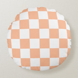 Peach Fuzz Checkered Gingham Pattern Rundes Kissen