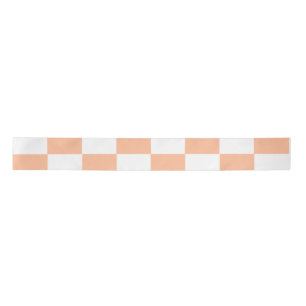 Peach Fuzz Checkered Gingham Pattern Satinband