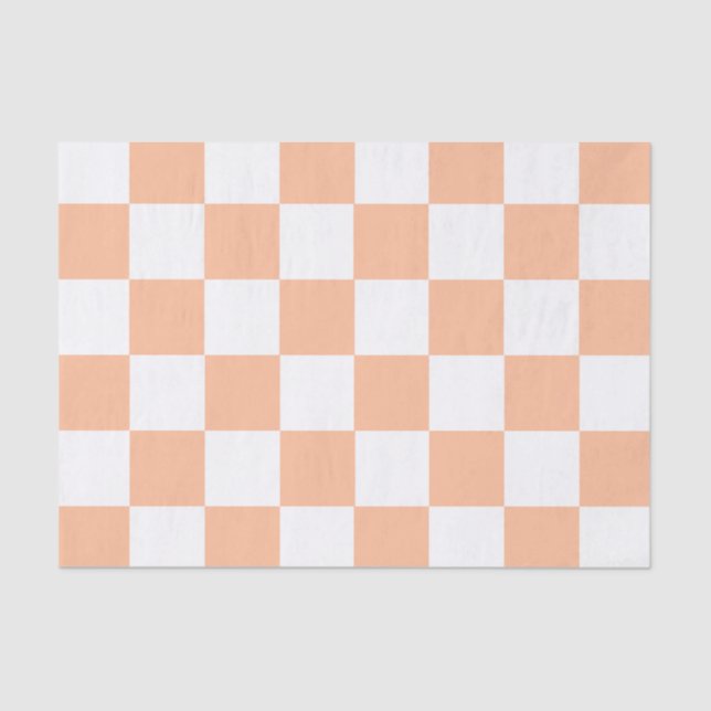 Peach Fuzz Checkered Gingham Pattern Seidenpapier (Vorderseite)