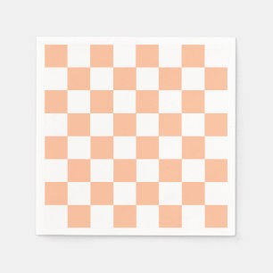Peach Fuzz Checkered Gingham Pattern Serviette