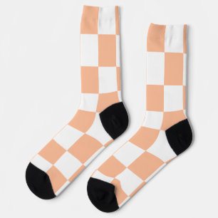 Peach Fuzz Checkered Gingham Pattern Socken