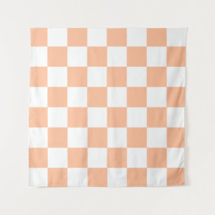 Peach Fuzz Checkered Gingham Pattern Wandteppich