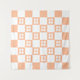 Peach Fuzz Checkered Gingham Pattern Wandteppich