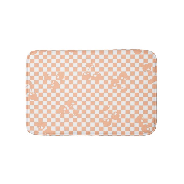 Peach Fuzz Cherry Gingham Pattern Badematte (Vorderseite)