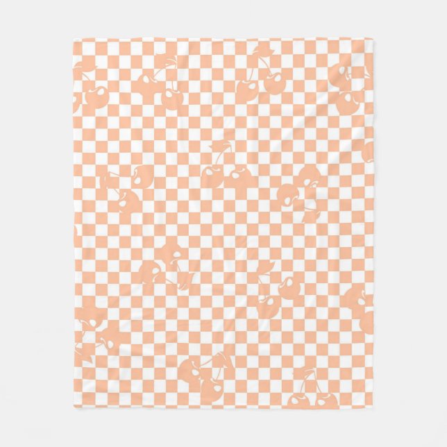 Peach Fuzz Cherry Gingham Pattern Fleecedecke (Vorderseite)