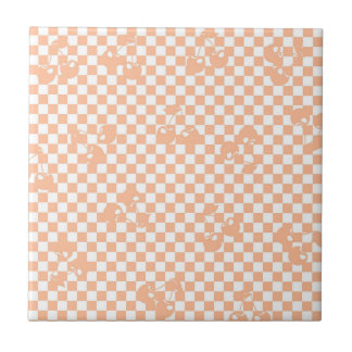 Peach Fuzz Cherry Gingham Pattern Fliese