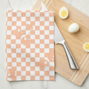 Peach Fuzz Cherry Gingham Pattern Geschirrtuch