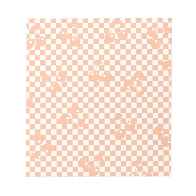 Peach Fuzz Cherry Gingham Pattern Notizblock (Vorderseite)