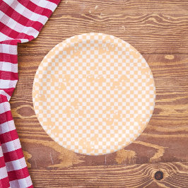 Peach Fuzz Cherry Gingham Pattern Pappteller