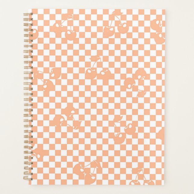 Peach Fuzz Cherry Gingham Pattern Planer (Vorderseite)