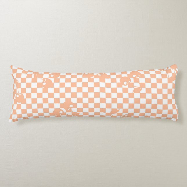 Peach Fuzz Cherry Gingham Pattern Seitenschläferkissen (Vorderseite)