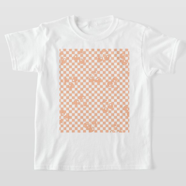 Peach Fuzz Cherry Gingham Pattern T-Shirt (Ablage )