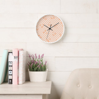Peach Fuzz Cherry Gingham Pattern Uhr