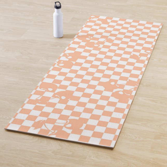 Peach Fuzz Cherry Gingham Pattern Yogamatte (Beispiel)