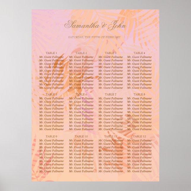 Peach Fuzz Classic Minimalistisch Moderne Hochzeit Poster (Vorne)